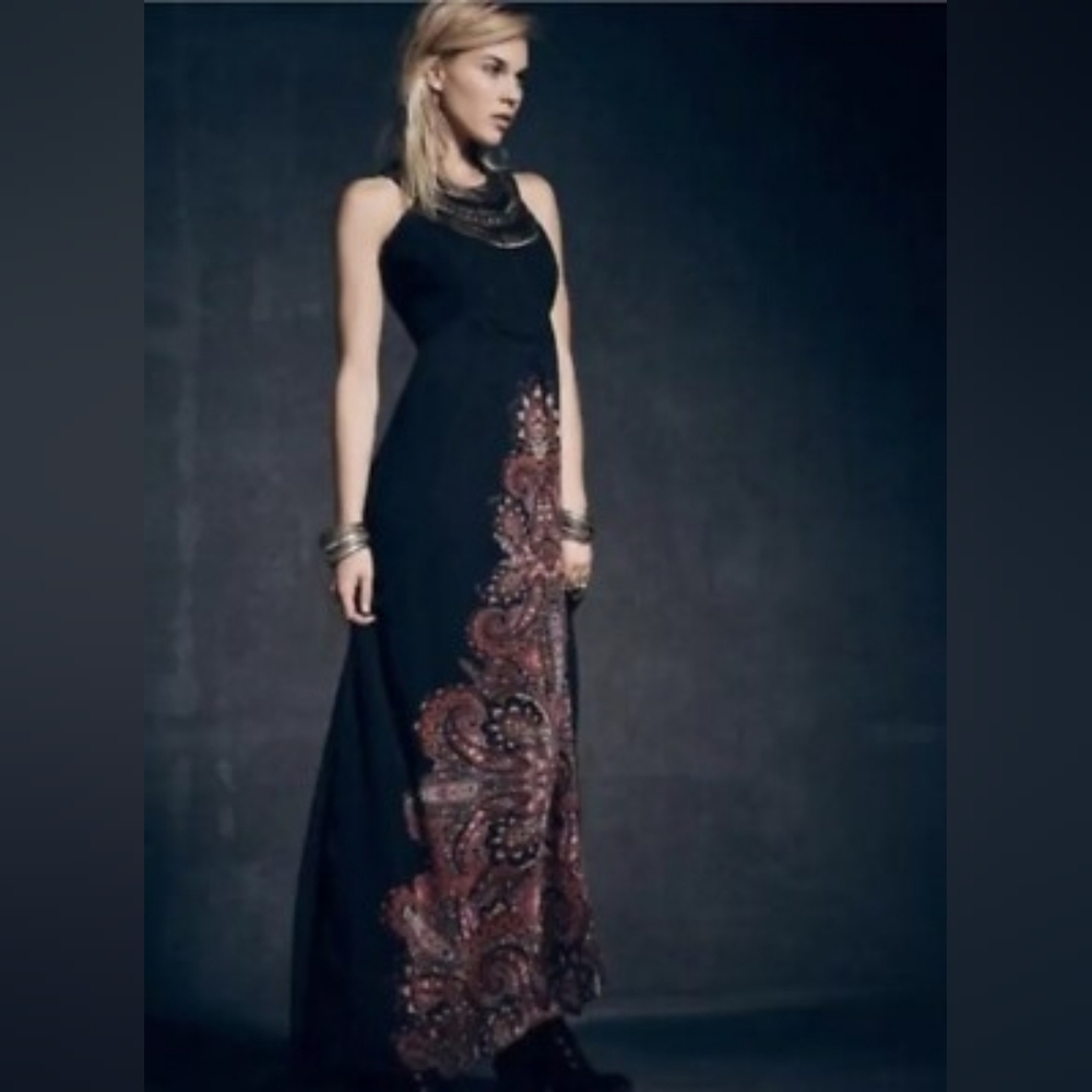 Free People Anthropologie Demeter Metal Beaded, Maxi Dress.